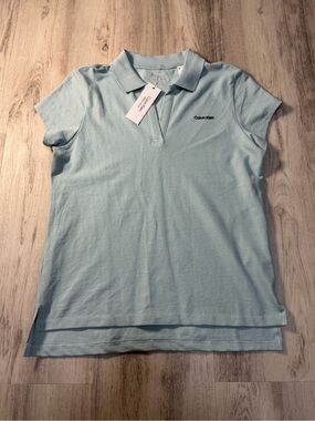 Calvin Klein Light Blue Short Sleeve Polo Tee